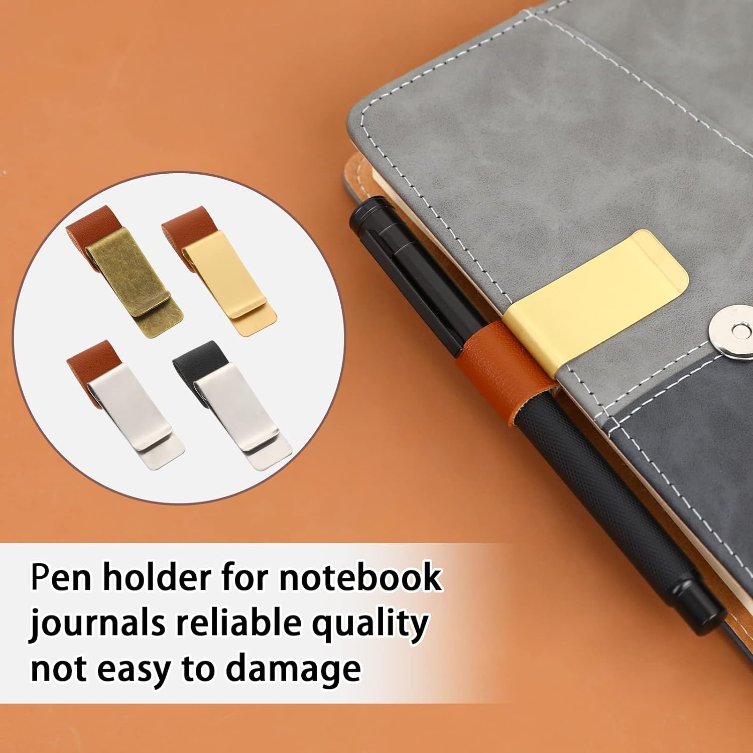 4PCS Leather Pen Holder Loop Clip for Notebook