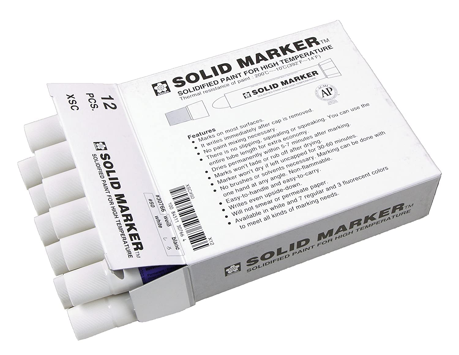 SAKURA Solid Marker,Permanent Marker Paint Pens,12 Pack,White