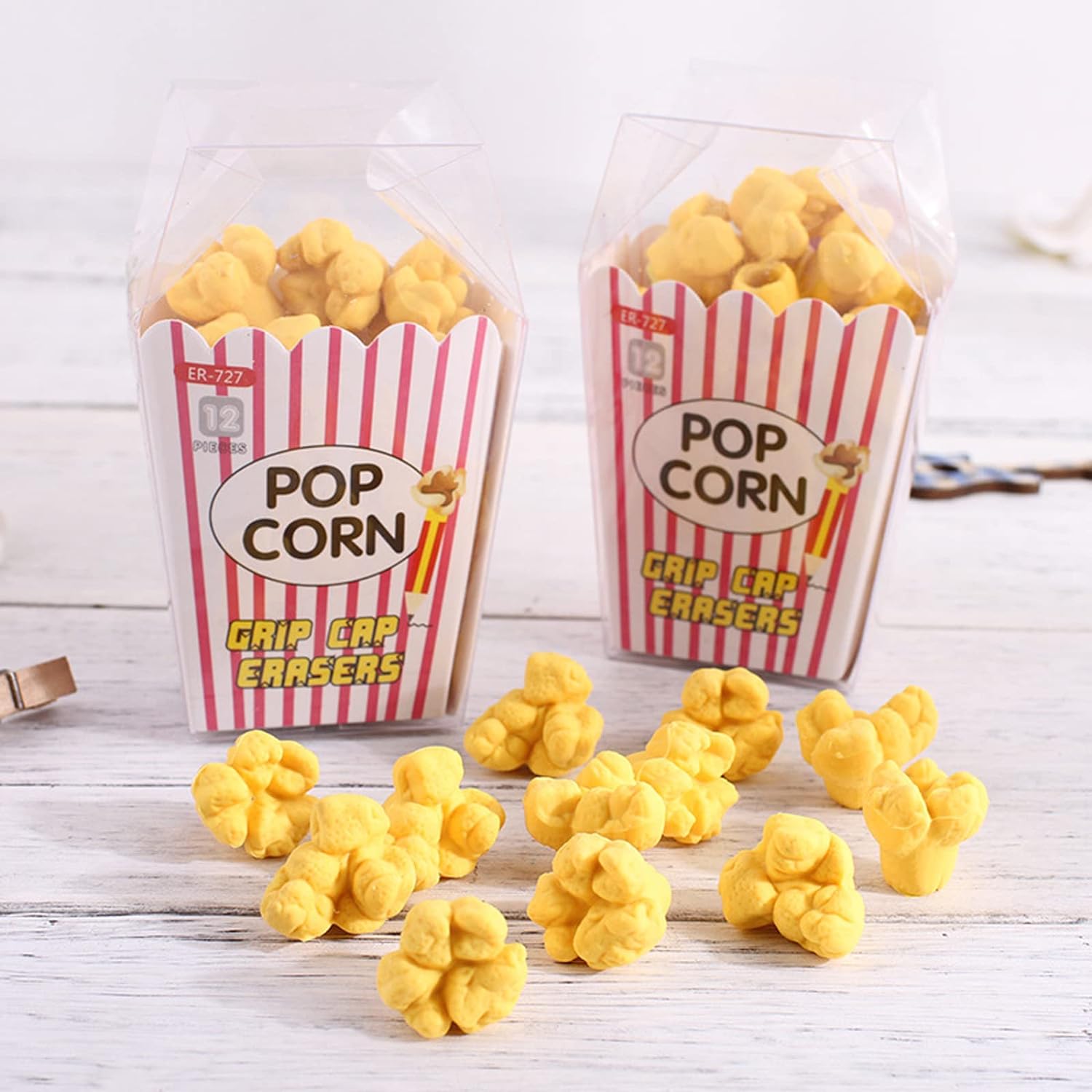 Food Popcorn Pencil Top Erasers 36 Pack