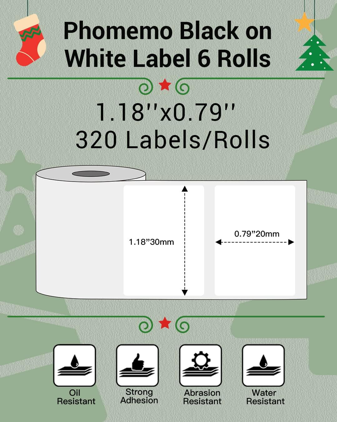 Phomemo M110/M120/M200/M220 Thermal Paper 30x20mm Labels White