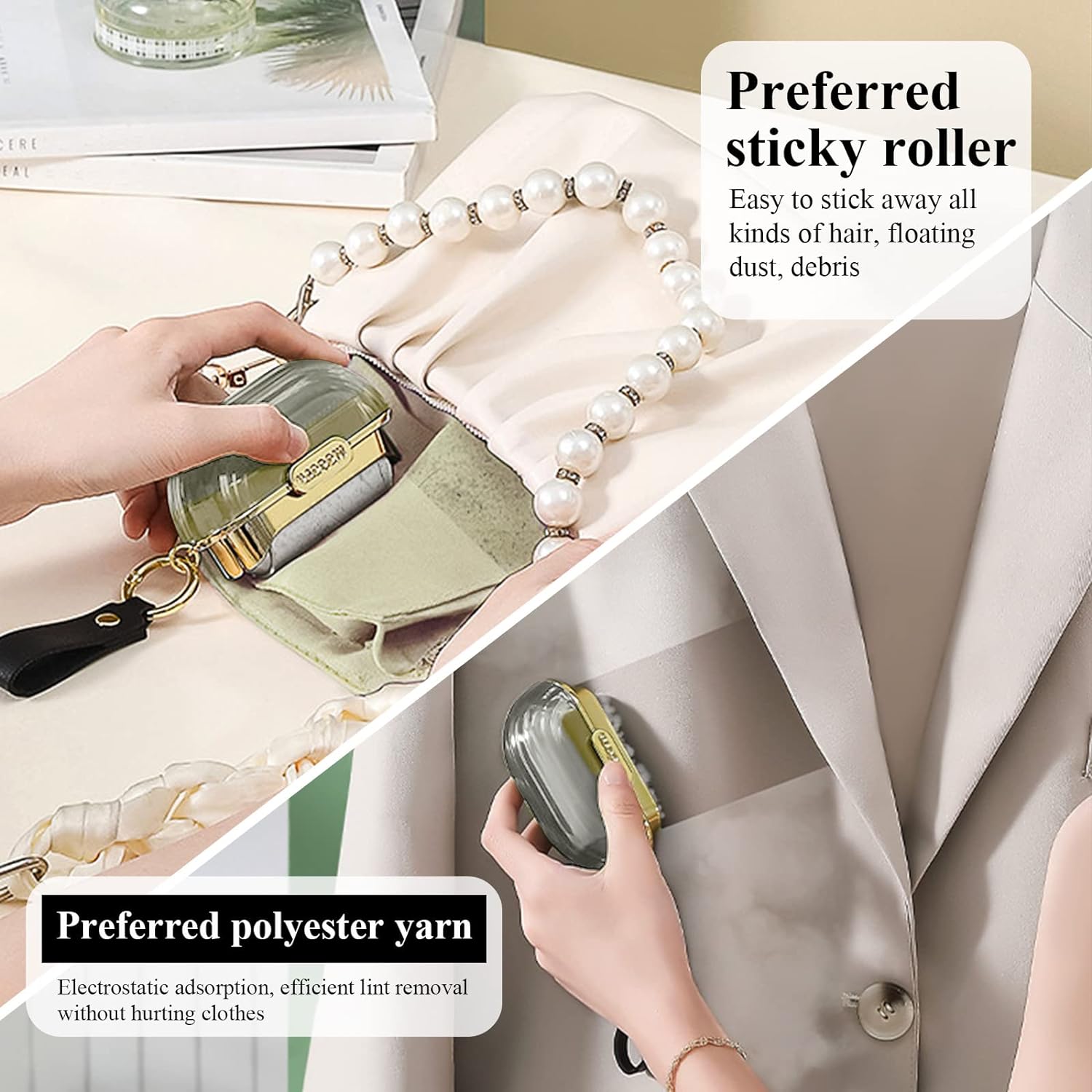 Double-Sided Travel Portable Lint Roller with Hand Strap