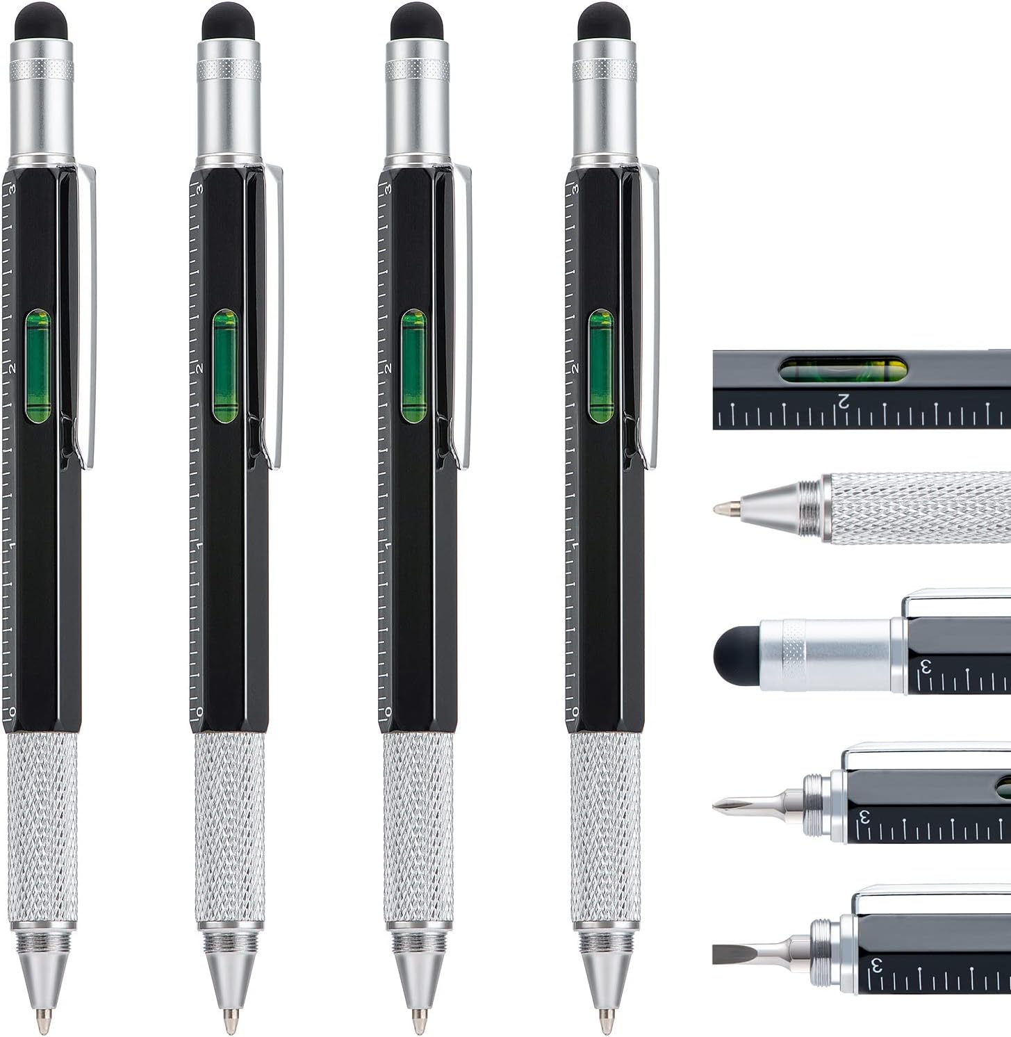 4 Pack 6IN1 Multitool Pen with Extra Refills Set