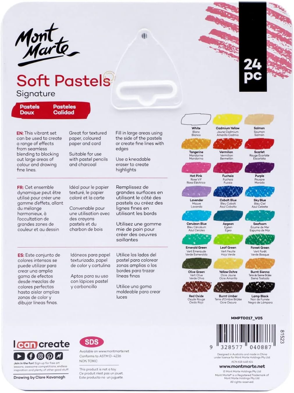 Mont Marte Soft Pastels in Tin Box Signature 24 Colours