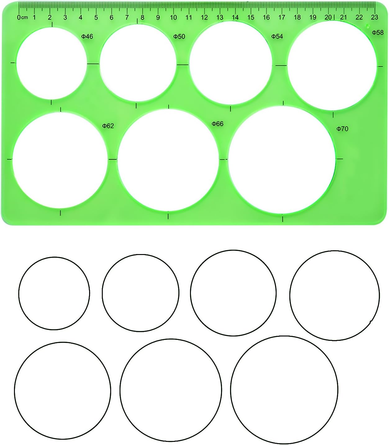 3Pcs Plastic Circle and Oval Measuring Templates Rulers