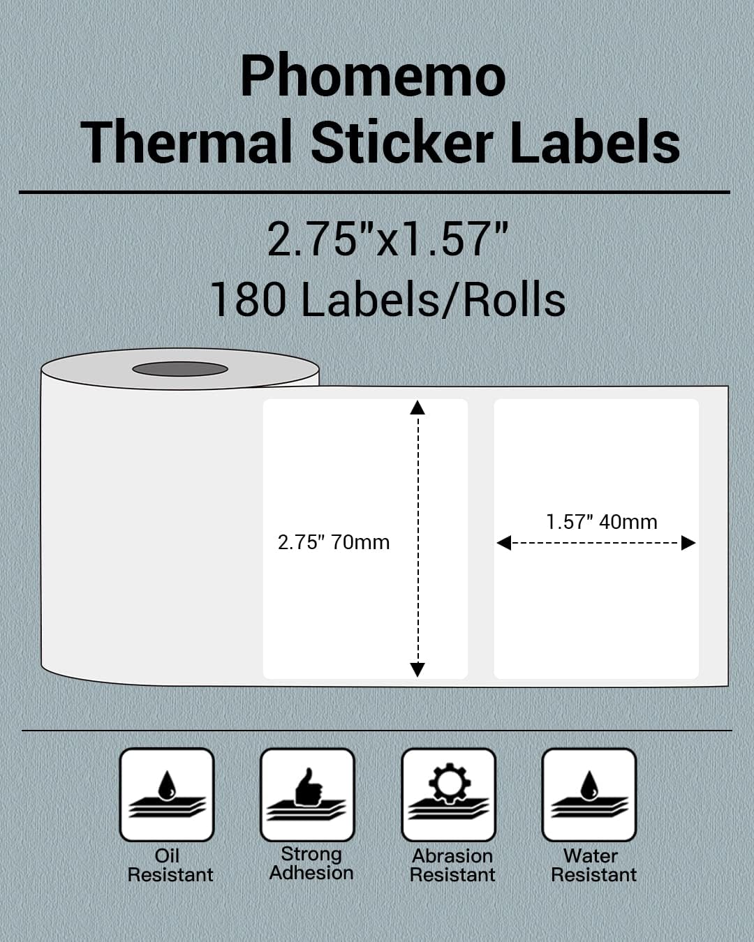 Phomemo Thermal Sticker Labels,70x40mm,for M221/M220/M200