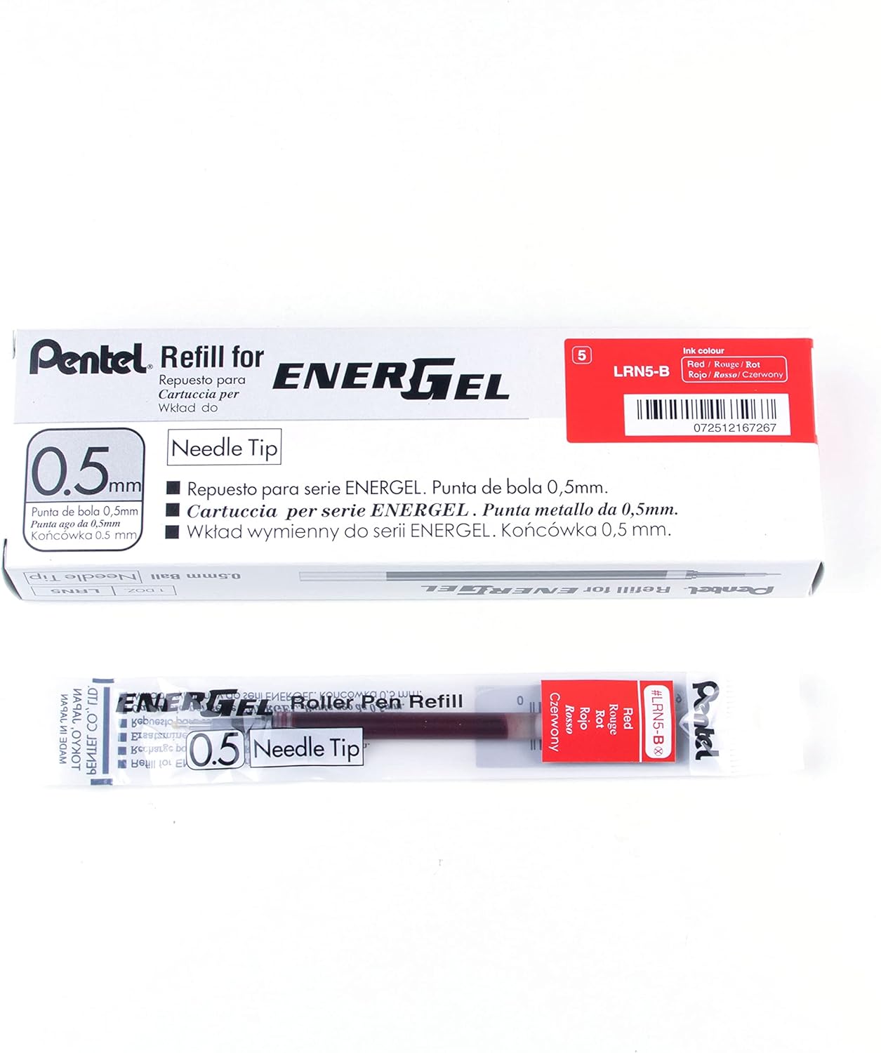 Pentel Refill Ink for EnerGel Gel Pen,0.5mm,Needle Tip,Box of 12