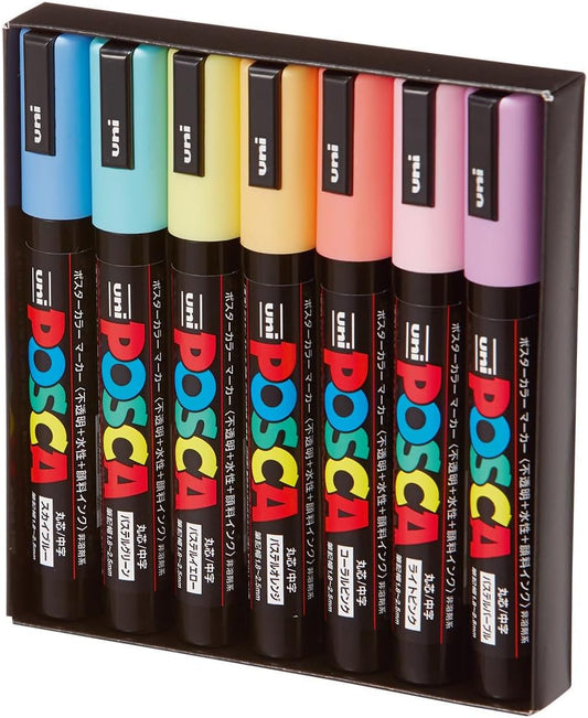 UNI POSCA PC-5M Posca Acrylic Paint Markers 7 Color