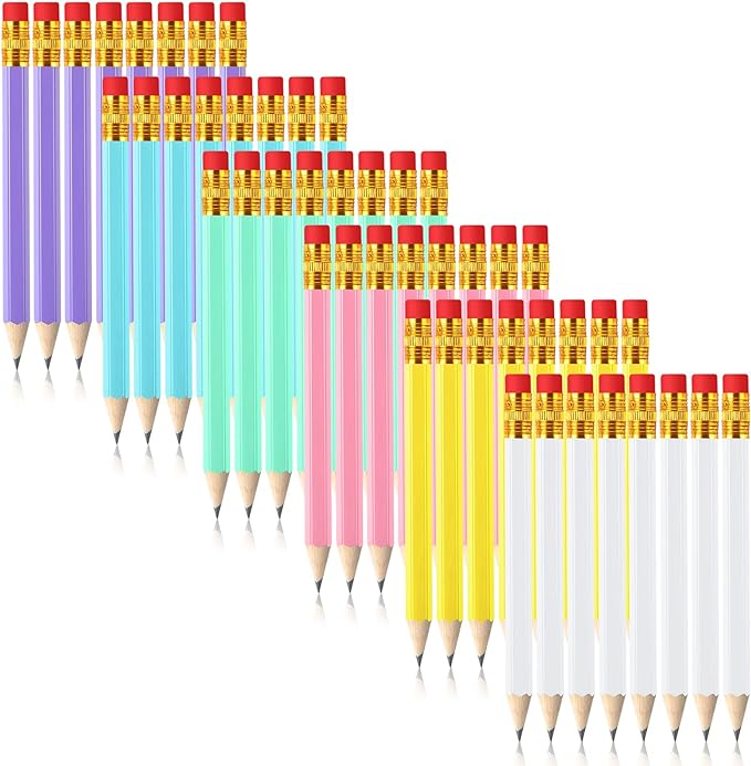 48 Pieces Golf Short Pencils with Eraser for Kids