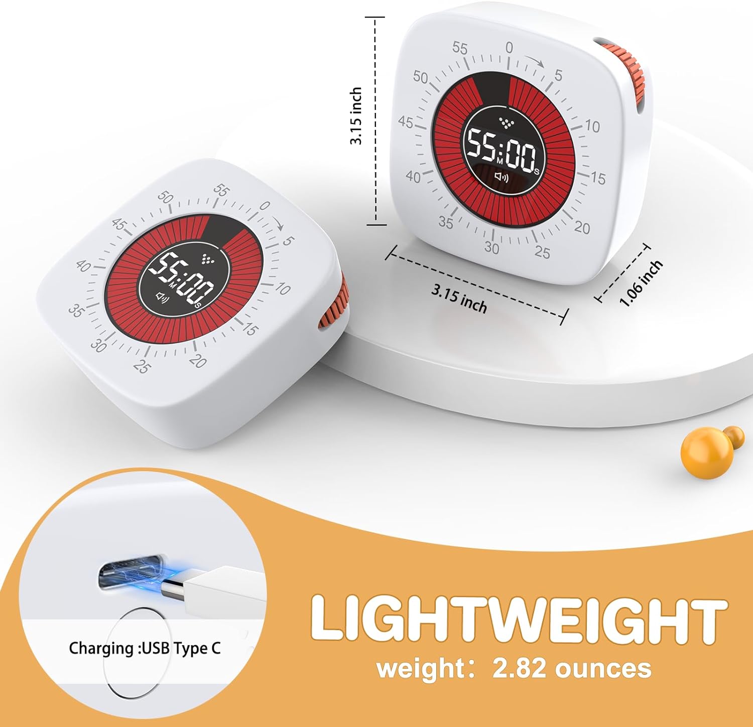 60 Minutes Digital Visual Timer Rechargeable