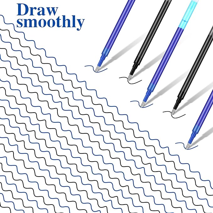 24 Pieces Erasable Gel Ink Pen Refills Point 0.5 mm (Black,Blue)