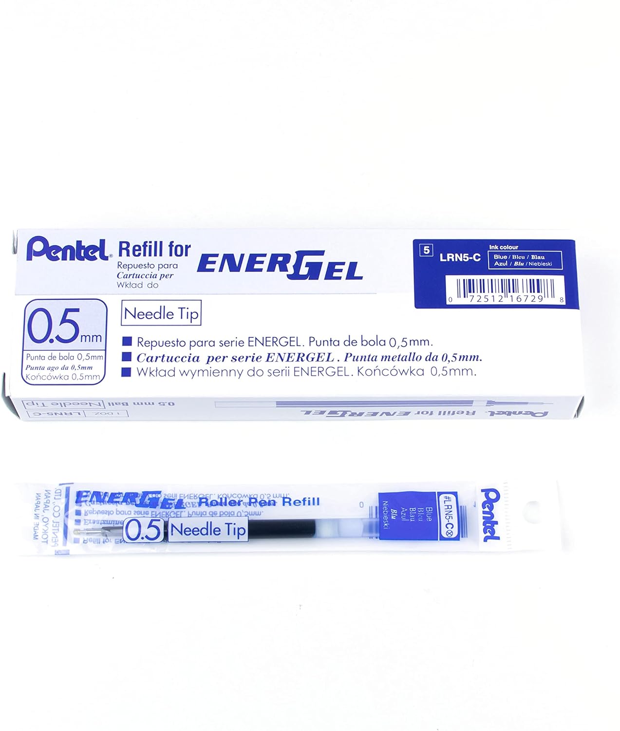 Pentel Refill Ink for EnerGel Gel Pen,0.5mm,Needle Tip,Box of 12