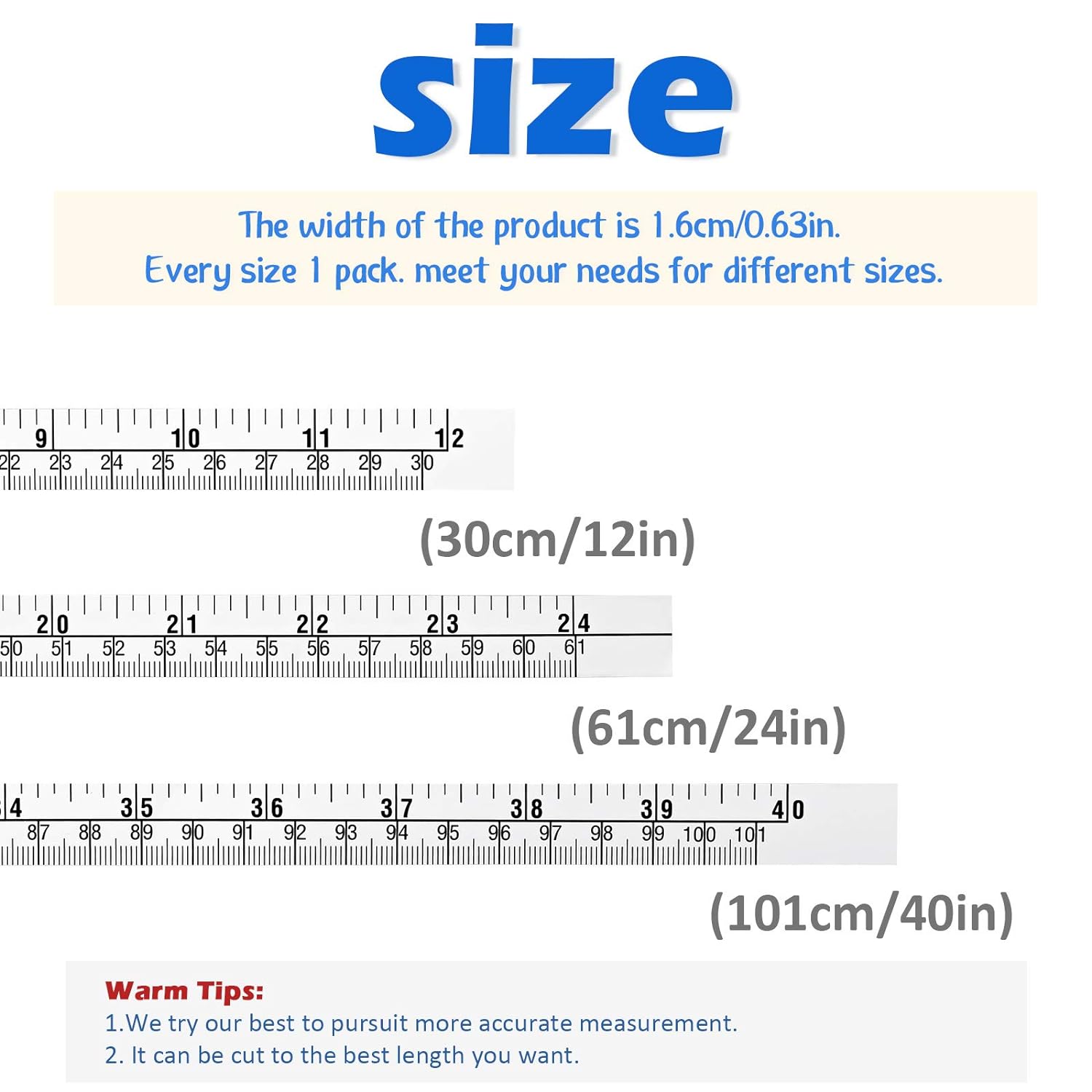 12/24/40 Inch Tape Measure for Work Woodworking,Saw,Drafting Table 3 Pack