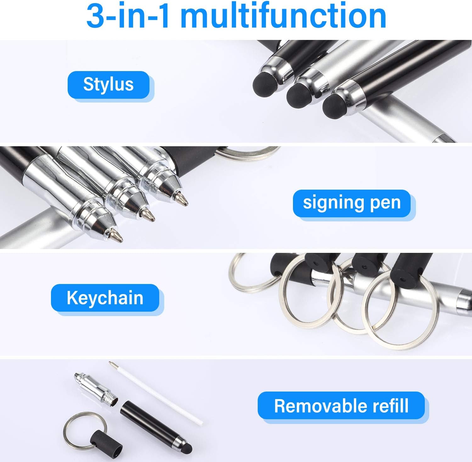 4Pcs Mini Stylus Pen with Keyring Loop