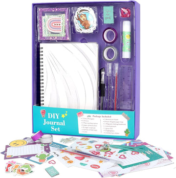 DIY Journal Kit for Girls 8-12 Purple Scrapbook Diary Supplies Set