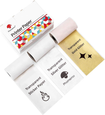 Phomemo M02/M03/M04S Transparent/Silver/Gold Glitter Sticker Paper(50mm X 3.5m)