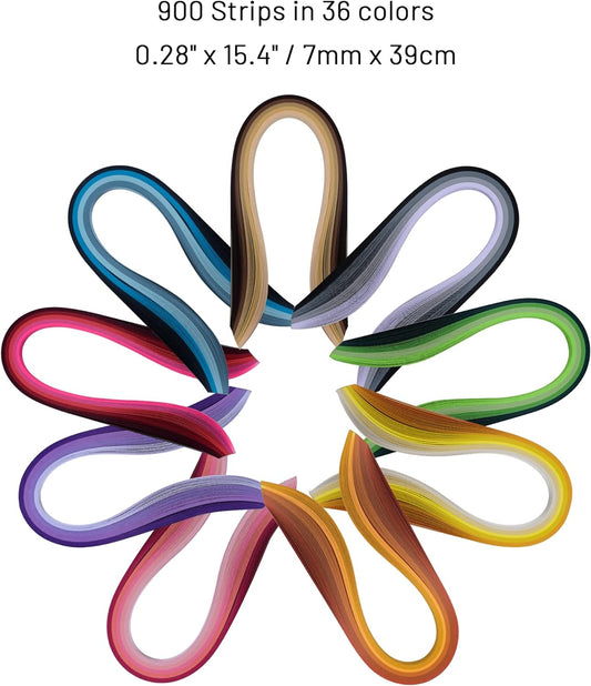 900 Paper Quilling Strips Set,36 Colors width 7mm Length 39cm