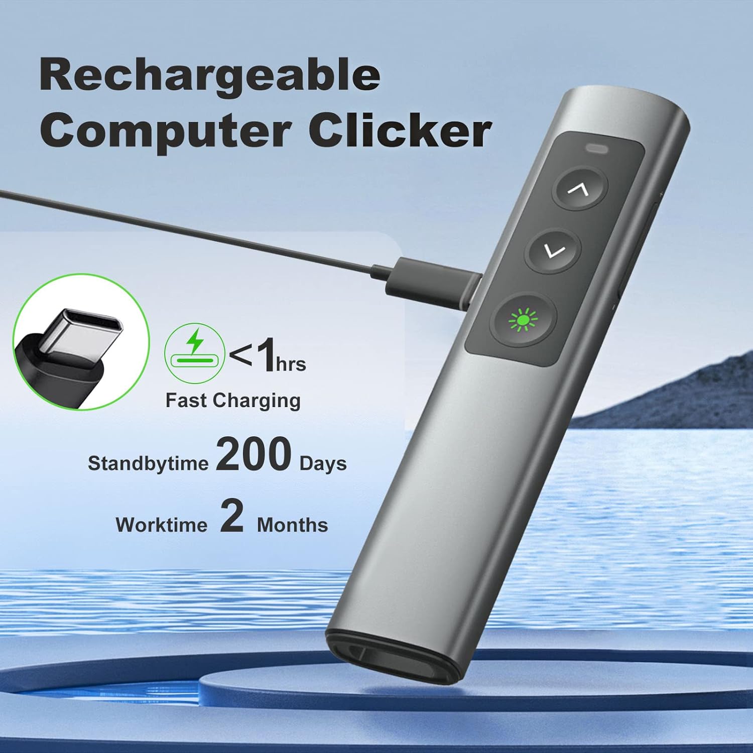 Rechargeable Green Laser Pointer Presentation Clicker for Laptop PowerPoint