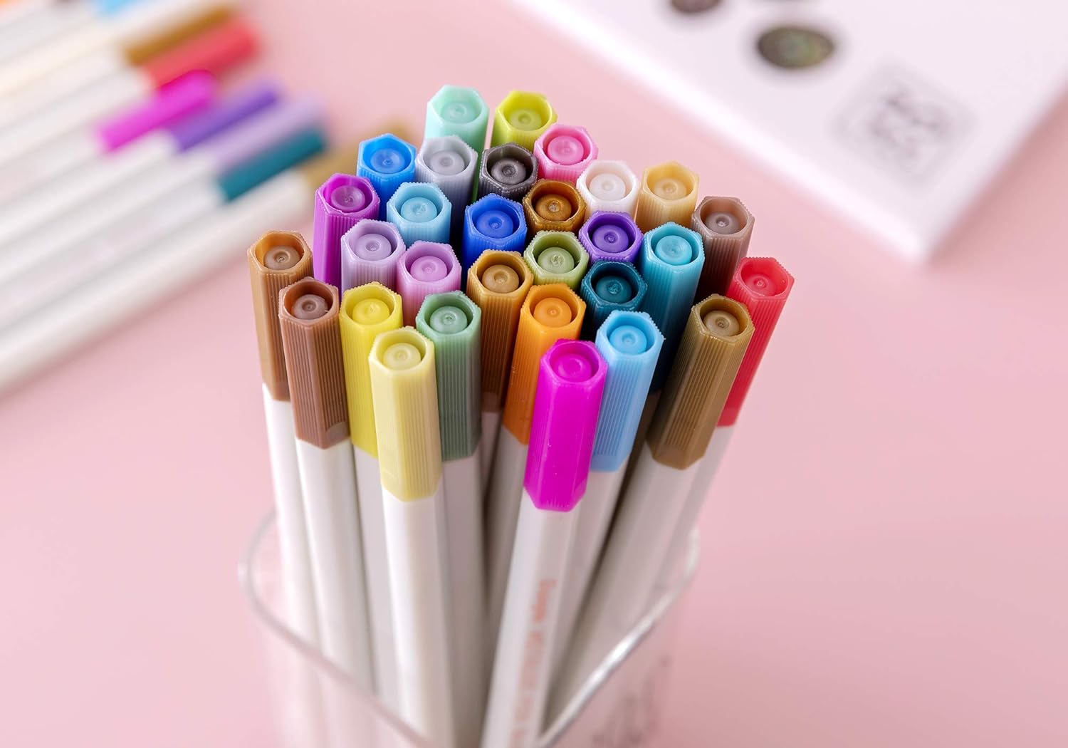 Guangna Metallic Marker Pens,30 Assorted Colors Fine Tip