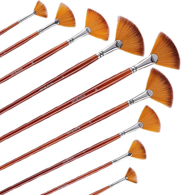 9Pcs Artist Acrylic Paint Brushes Set with Long Wood Handle