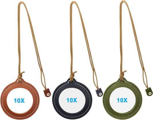 3Pcs Leather Necklace Magnifying Glass for Seniors & Kids