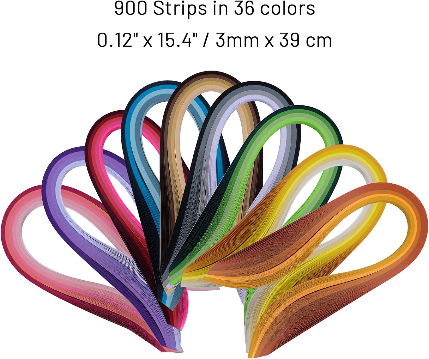 900 Paper Quilling Strips Set,36 Colors width 3mm Length 39cm