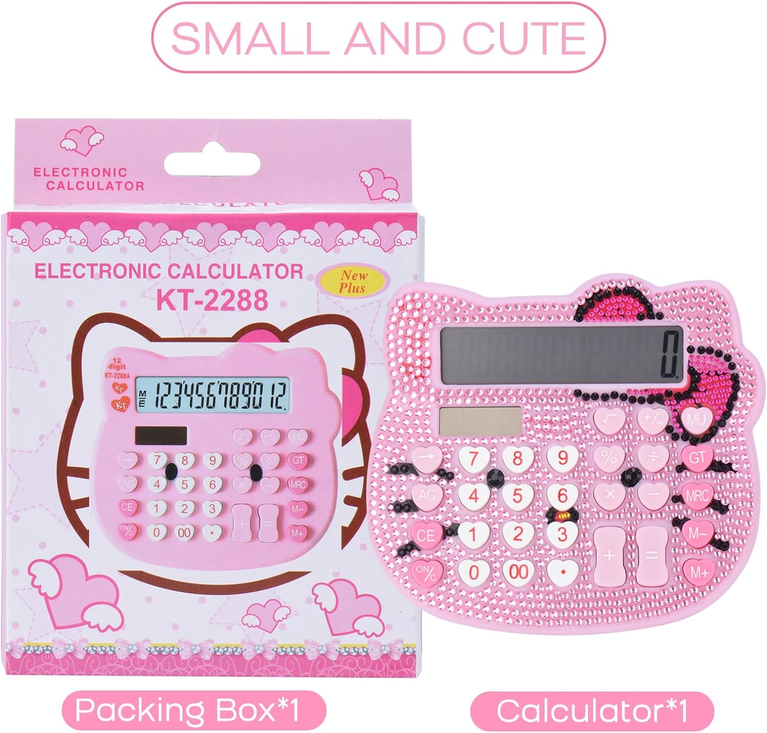 Kitty Diamonds Desktop Calculator 12 Digit Solar and Battery Dual Power