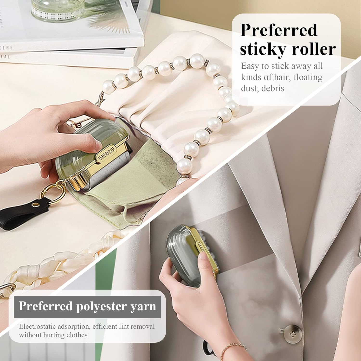 Double-Sided Travel Portable Lint Roller with Hand Strap