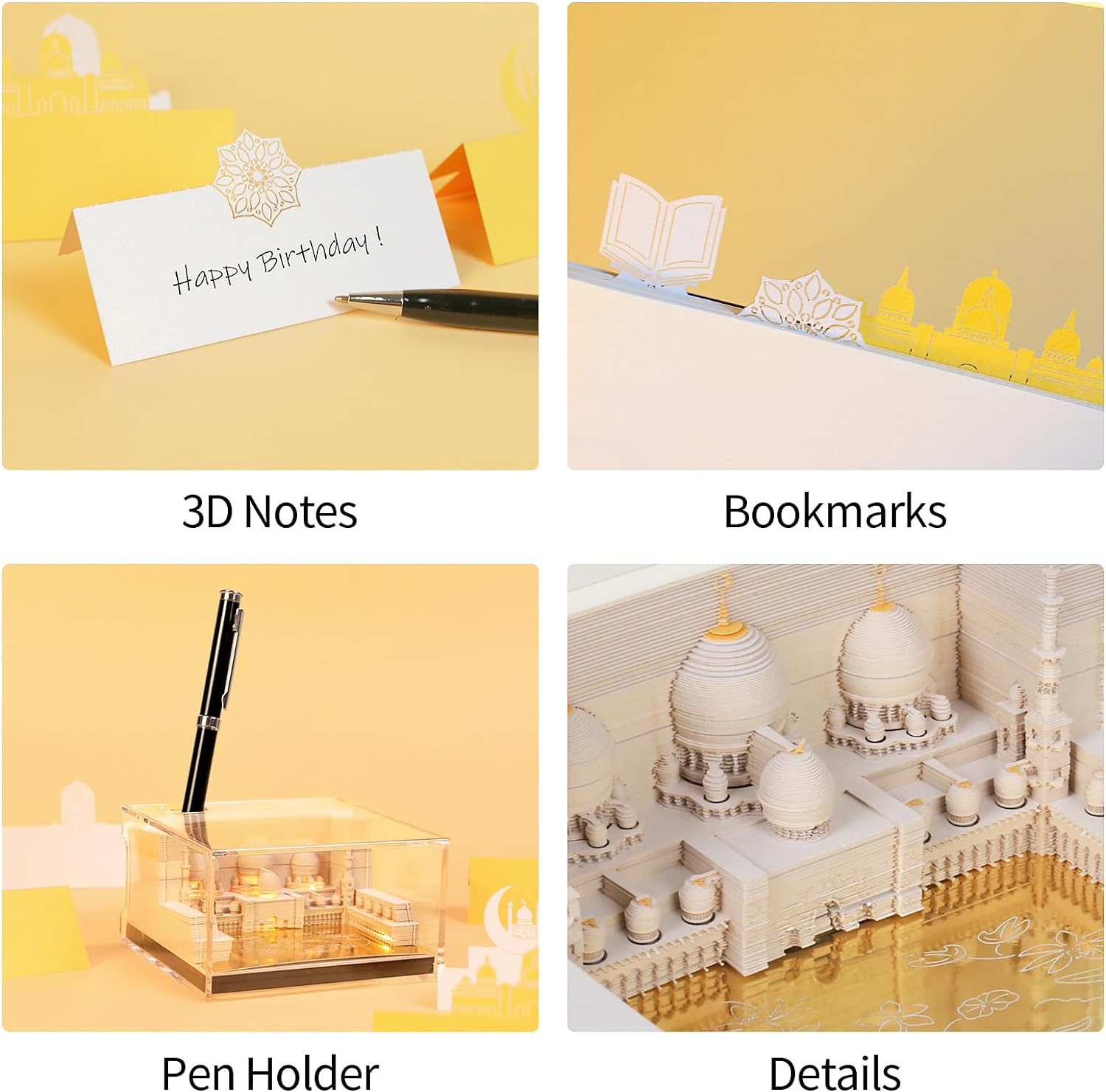 Masjid Art Paper Notepad 3D Memo Pads with Light