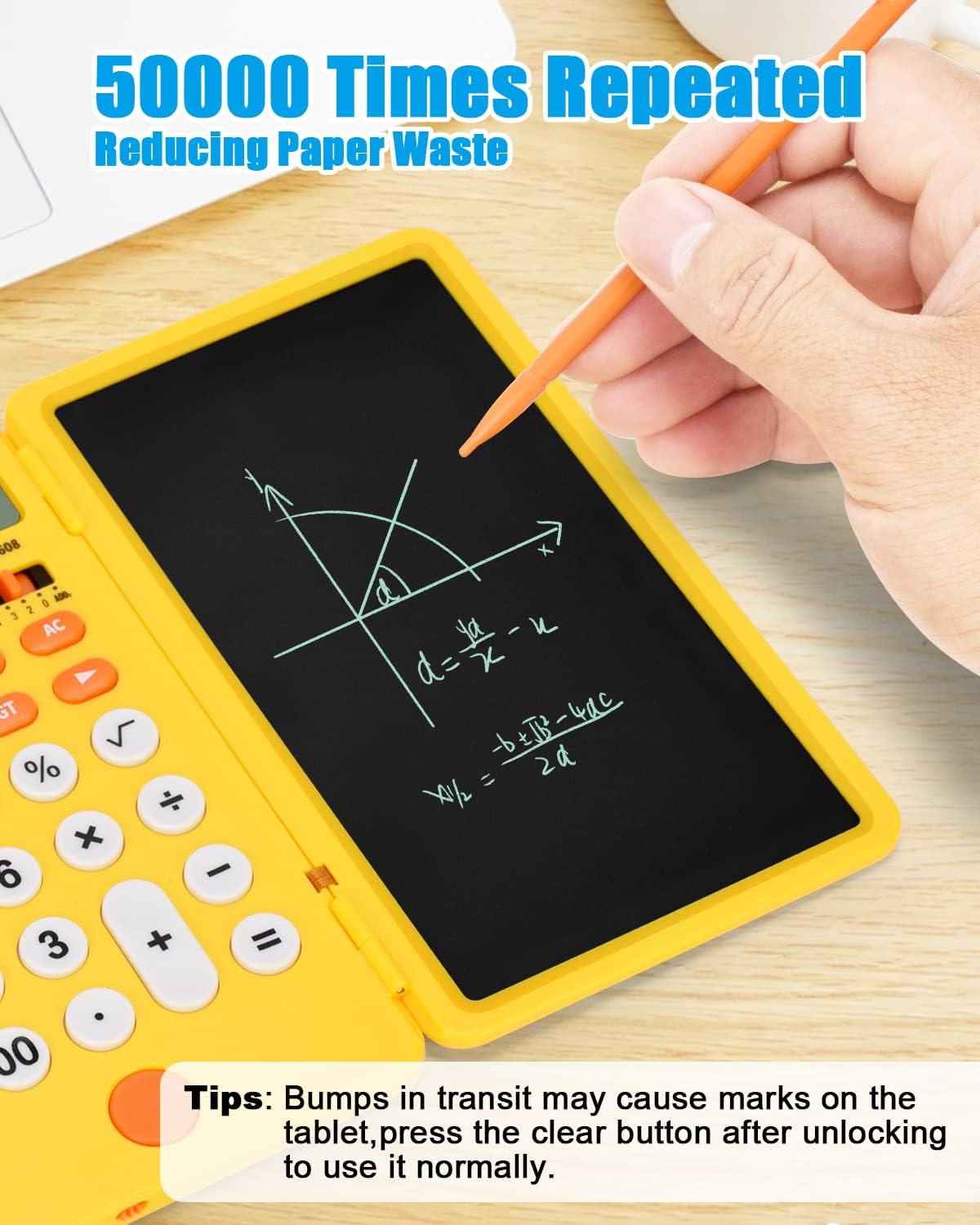 Calculator with LCD Writing Tablet Rechargeable and Solar Power