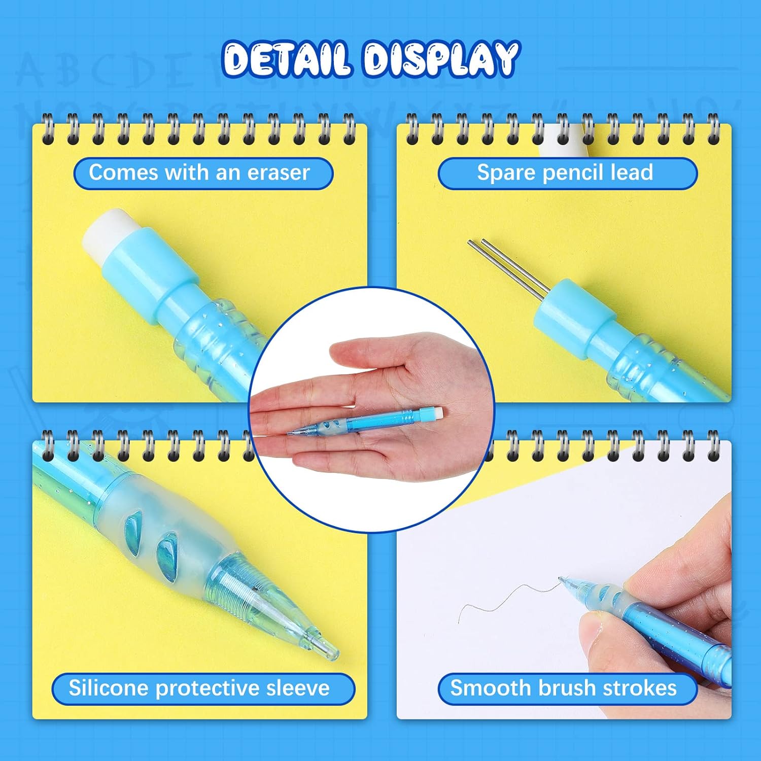 16pcs Mini Mechanical Pencils 0.7mm with Eraser