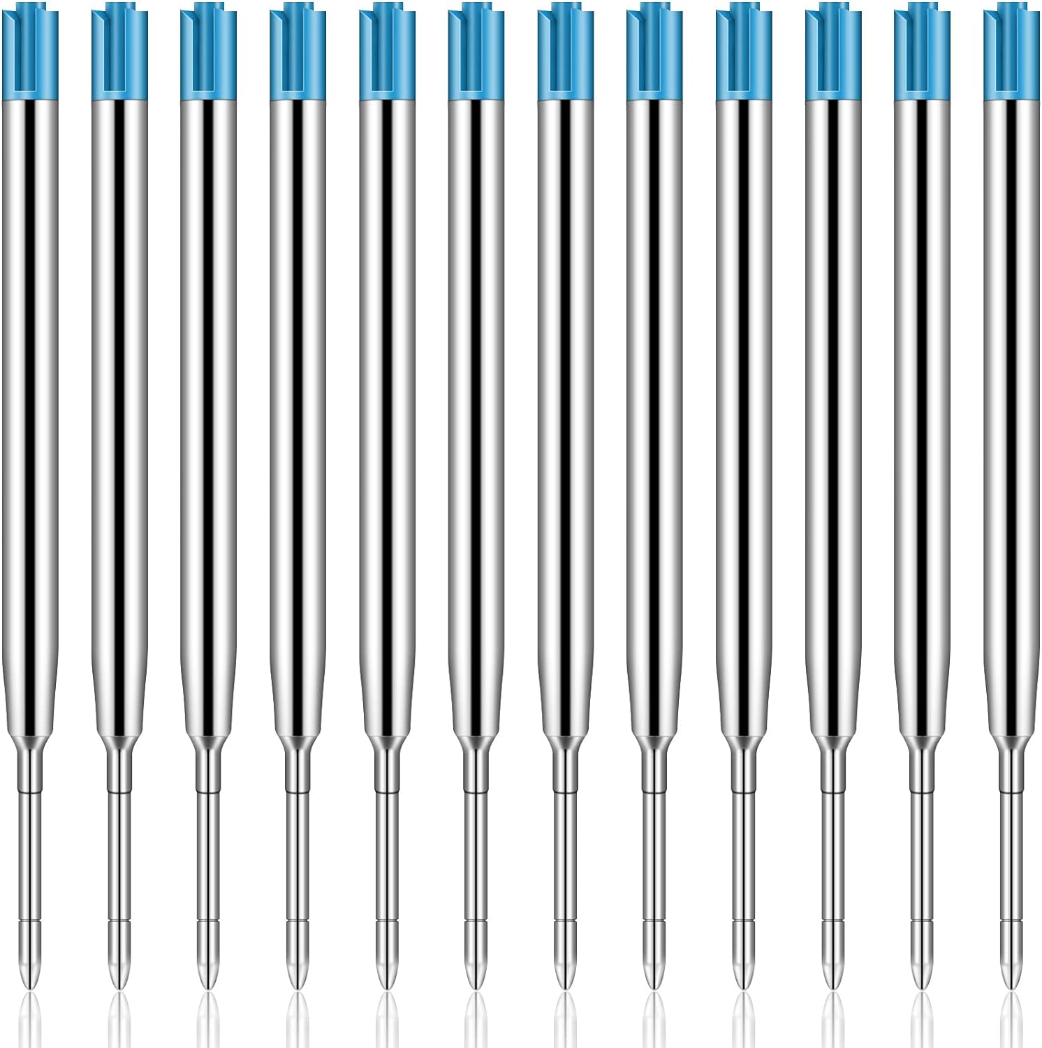 12pcs Metal Ballpoint Pen Refills Black Blue Ink 1.0mm