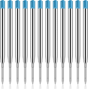 12pcs Metal Ballpoint Pen Refills Black Blue Ink 1.0mm