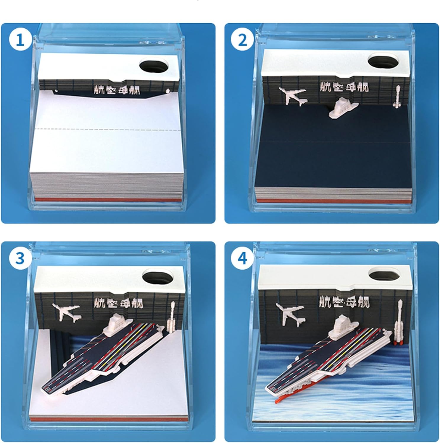 Aircraft Carriers Paper Notepad 3D Memo Pads with Pen Holder