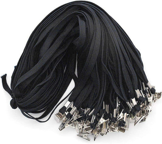 50PCS 32-Inch Flat Lanyards with Badge Clip