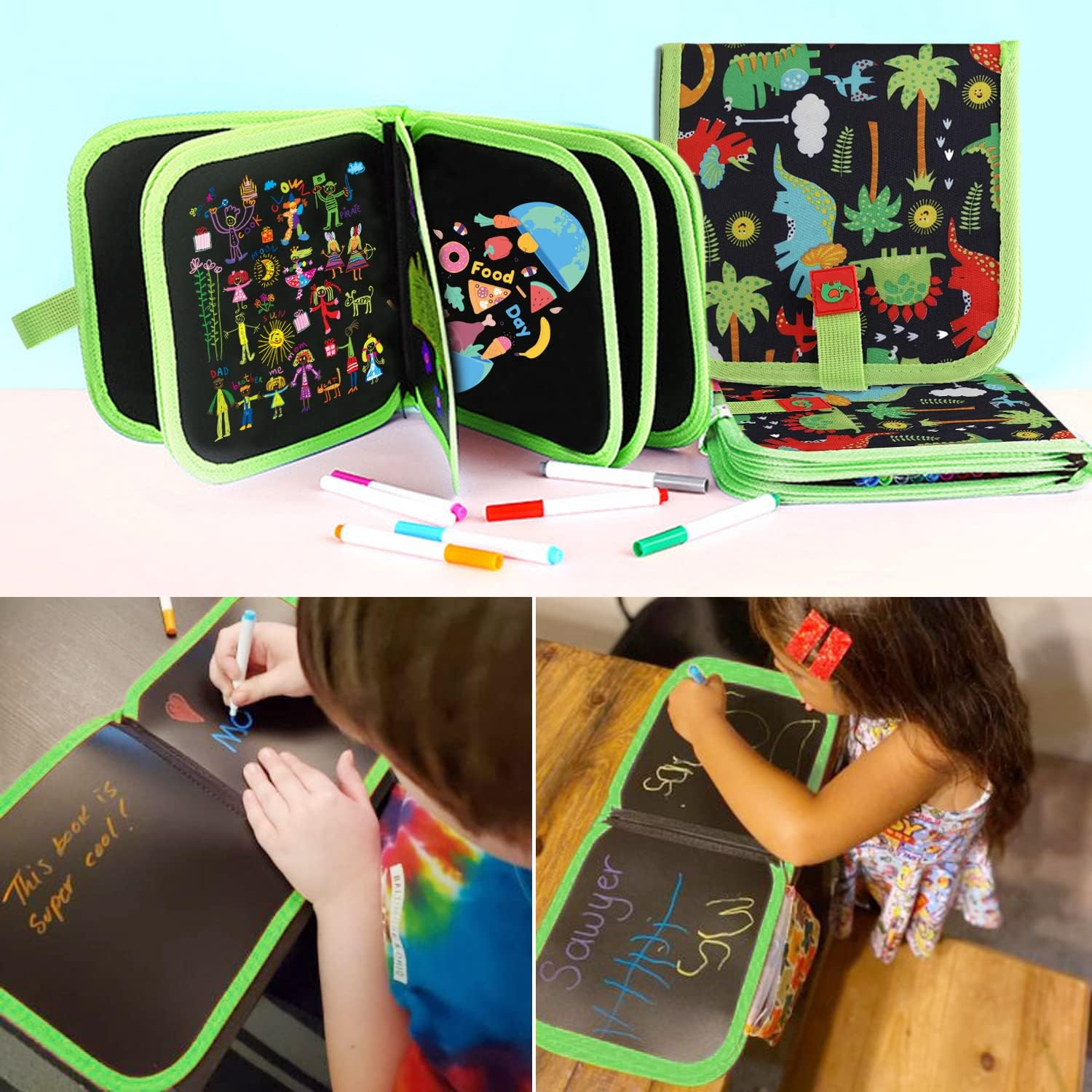 Erasable Doodle Book Drawing Pads for Kids with 12 Watercolor Pens