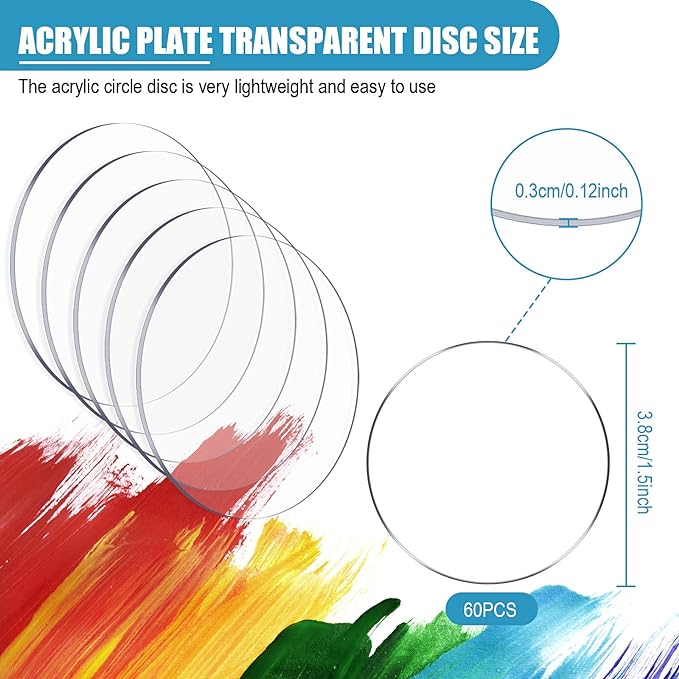 60pcs Transparent Acrylic Circle Discs for DIY Project Craft 1.5 Inch