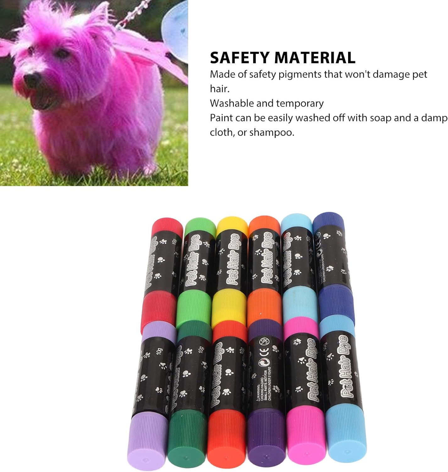 12 Colors Washable Temporary Hair Dye for Dogs Cats