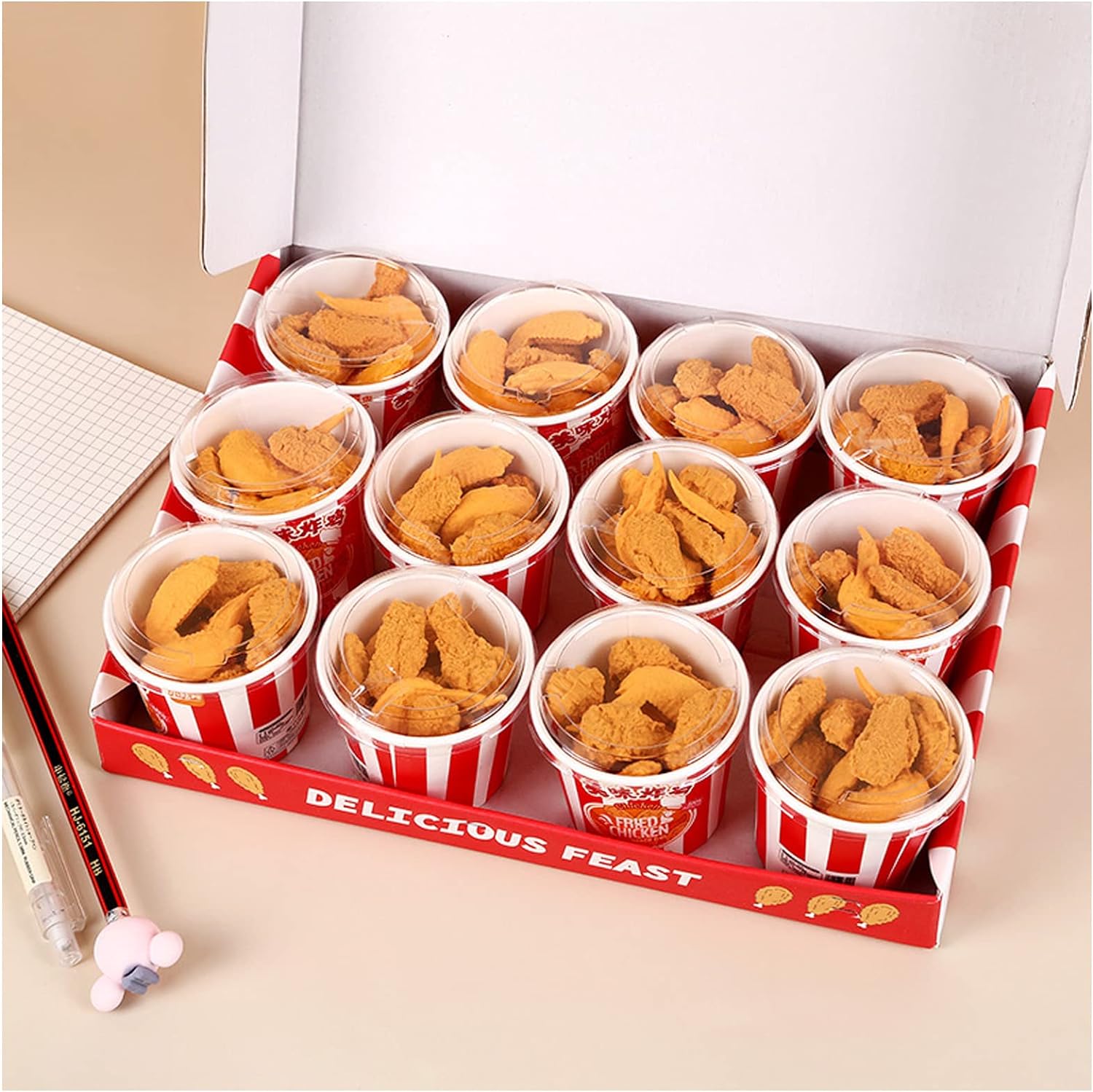 Food Fried Chicken Pencil Erasers 27 Pack