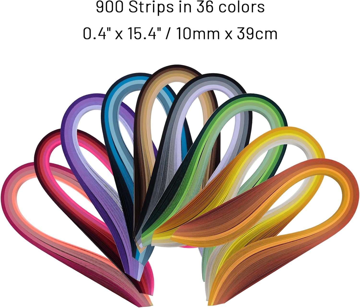 900 Paper Quilling Strips Set,36 Colors width 10mm Length 39cm