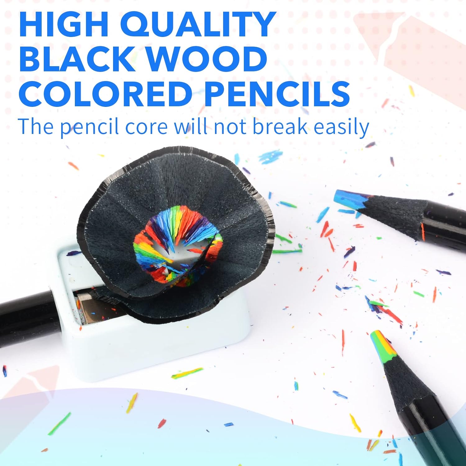 24PCS Black Wooden 7IN1 Rainbow Colored Art Drawing Pencils