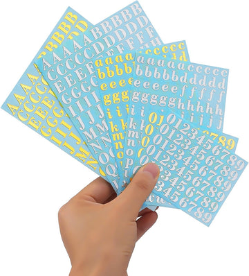 9mm Alphabet Number Stickers Self Adhesive 6 Sheets