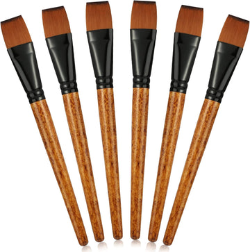 6Pcs Flat Art Paint Brushes 1 Inch