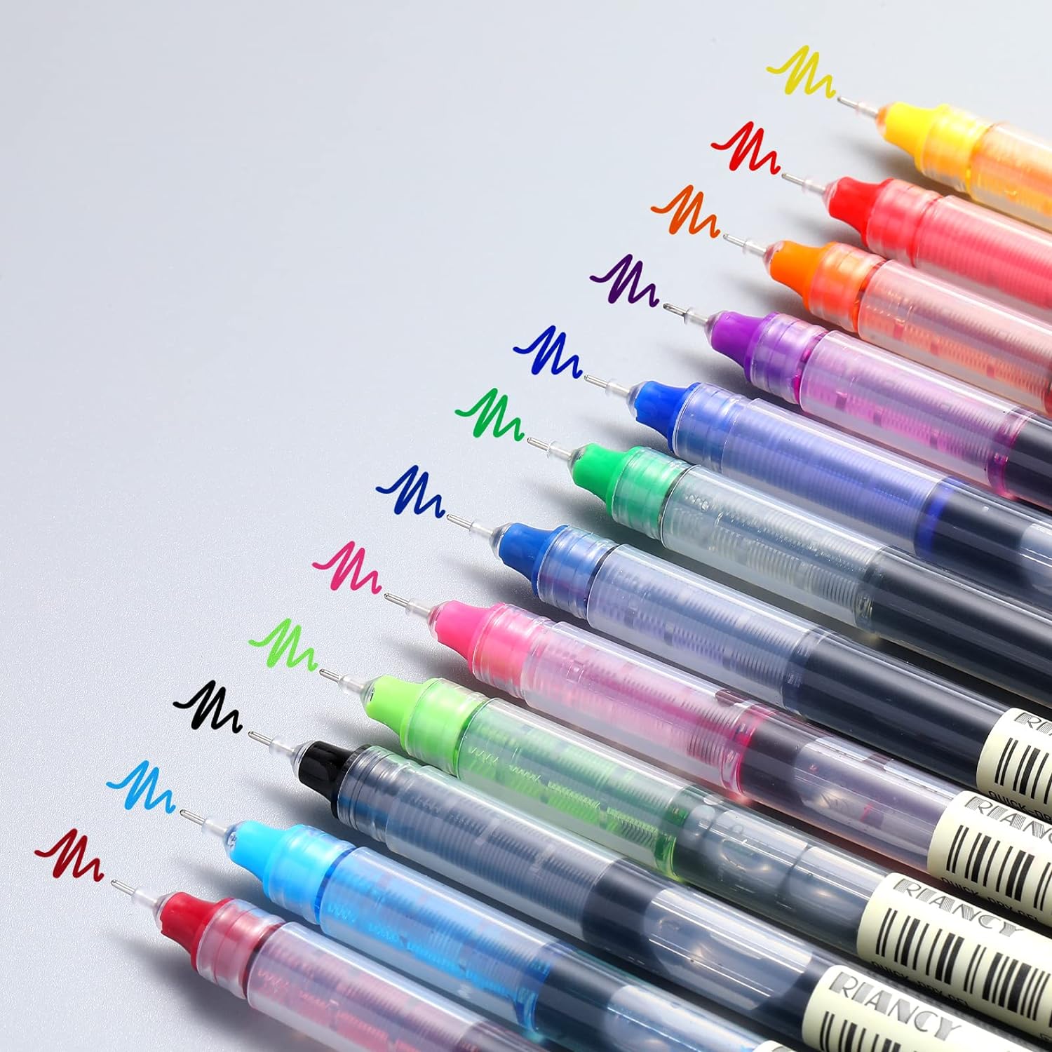 12 Color Quick Drying Liquid Ink Rollerball Pens 0.5mm Fine Point