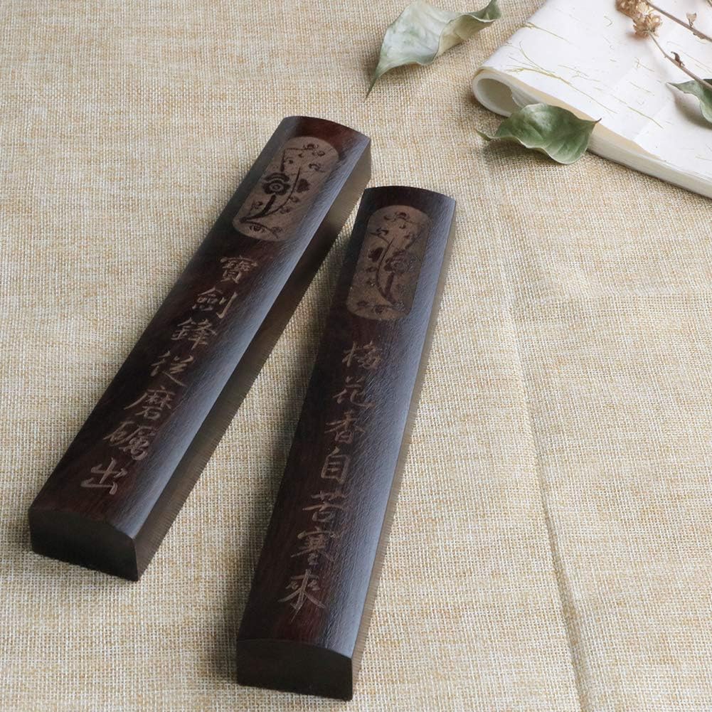 Calligraphy Painting Writing Black Catalpa Paperweights Set of 2