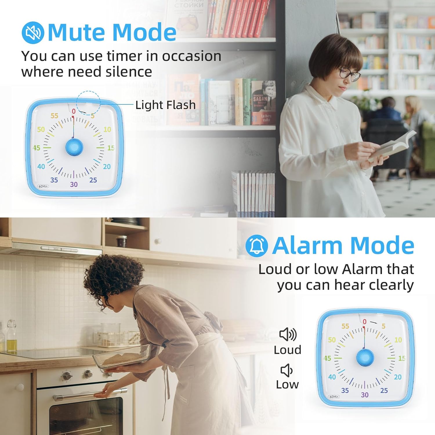 60-Minute Countdown Visual Timer with Night Light