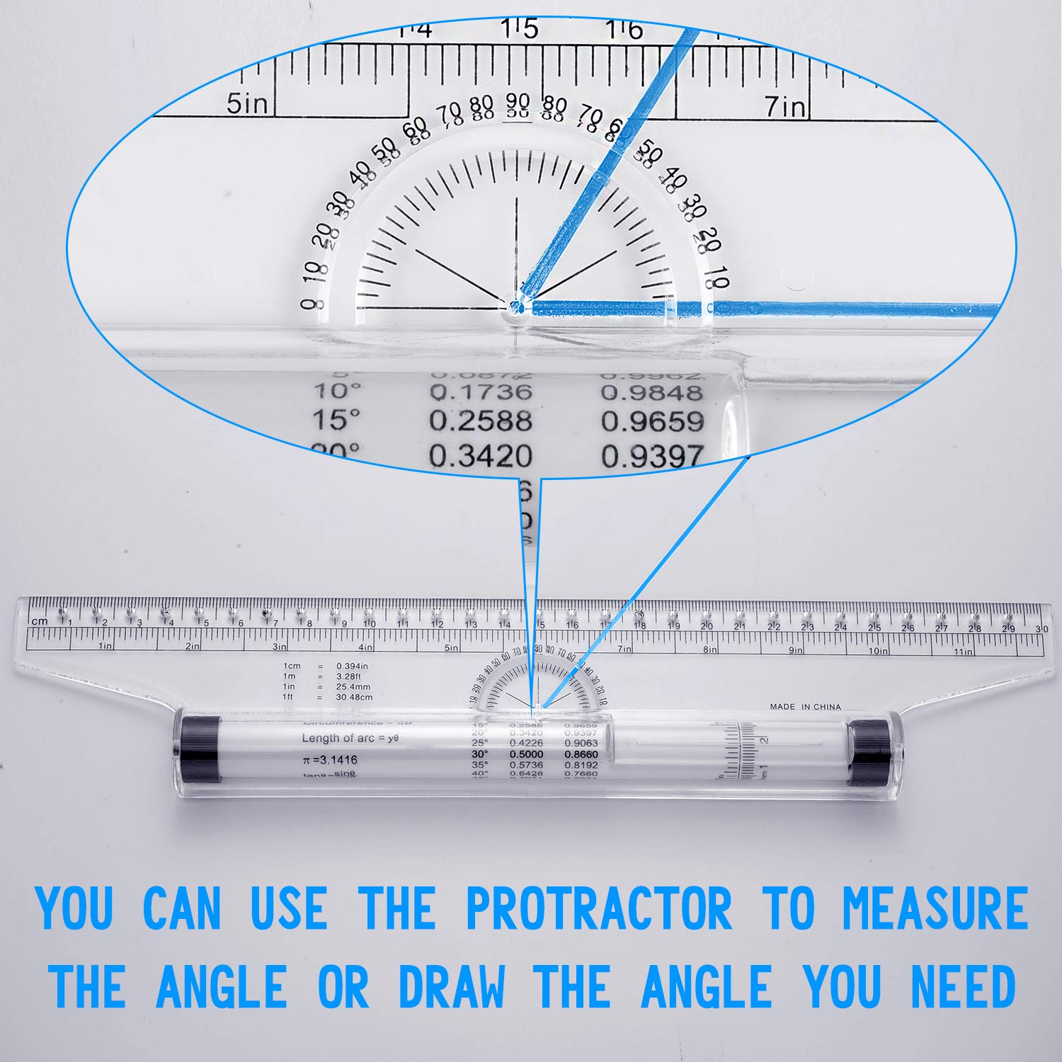 Multifunctional Rolling Ruler Drawing Parallel Roller Ruler 6/12 Inch