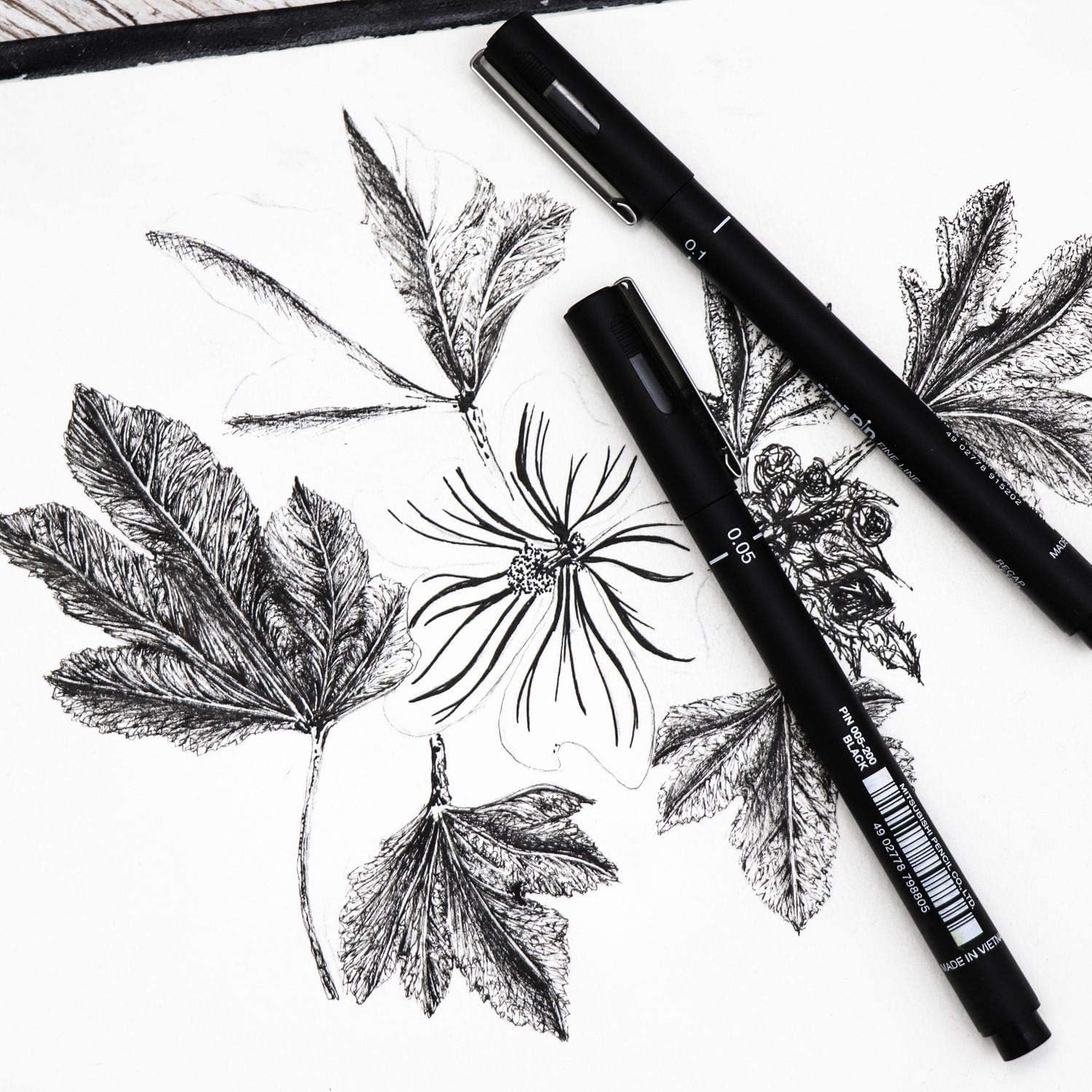 Uni Pin Fineliner Drawing Pen - 9 Grades - Black Ink