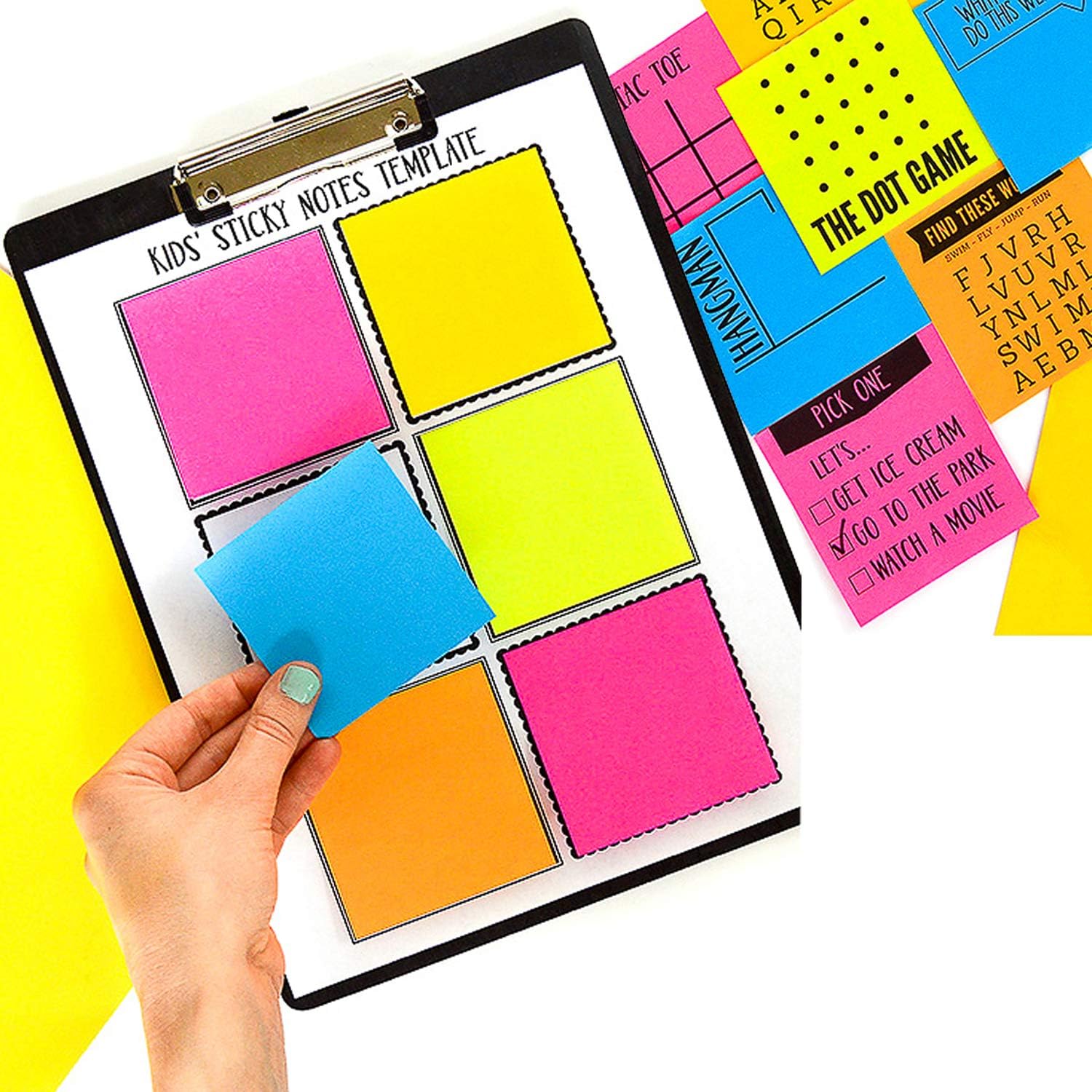 Square Sticky Notes 6 Color 100 Sheets/Pad