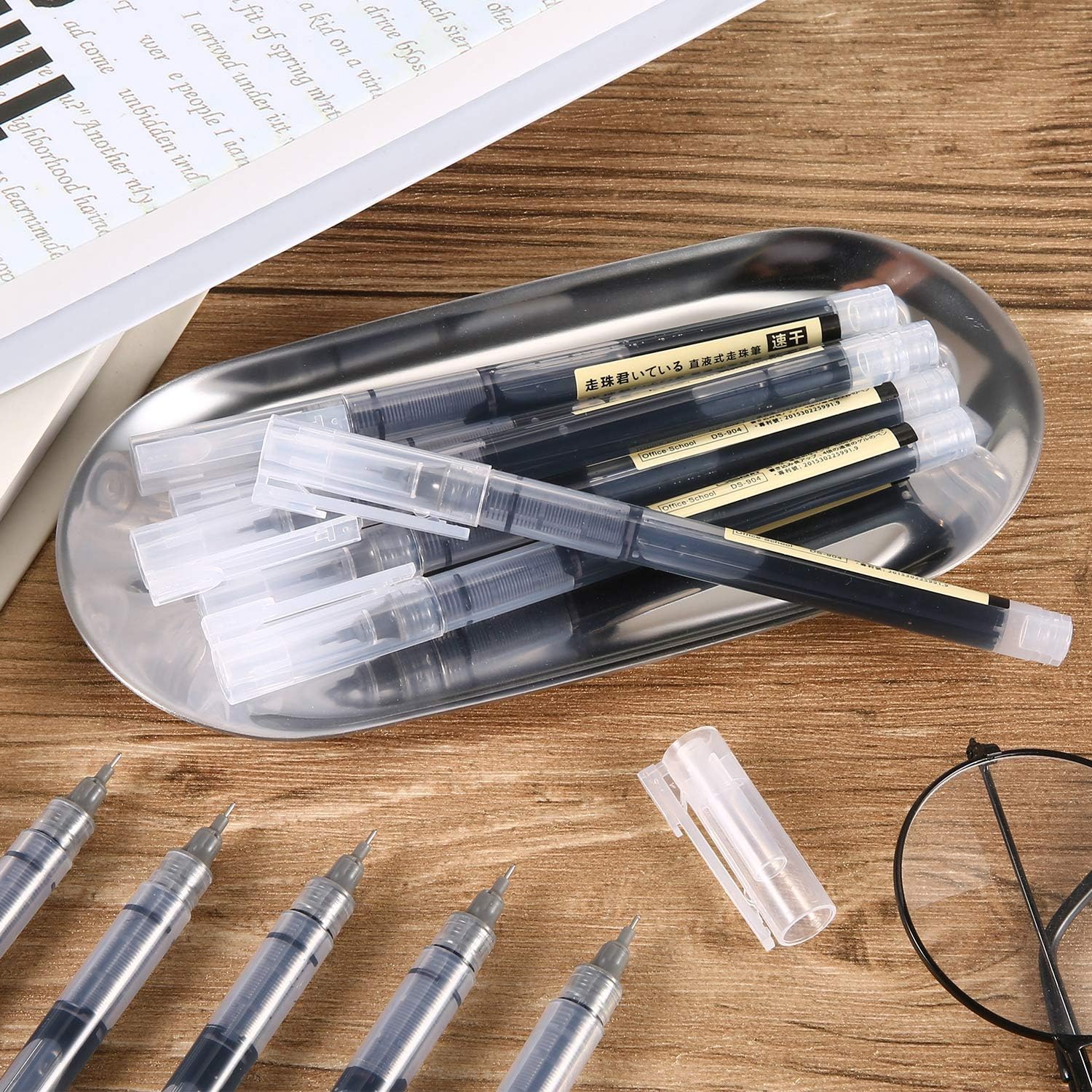 12Pcs Rolling Ball Pens Quick-Drying Liquid Ink 0.5 mm Extra Fine Point