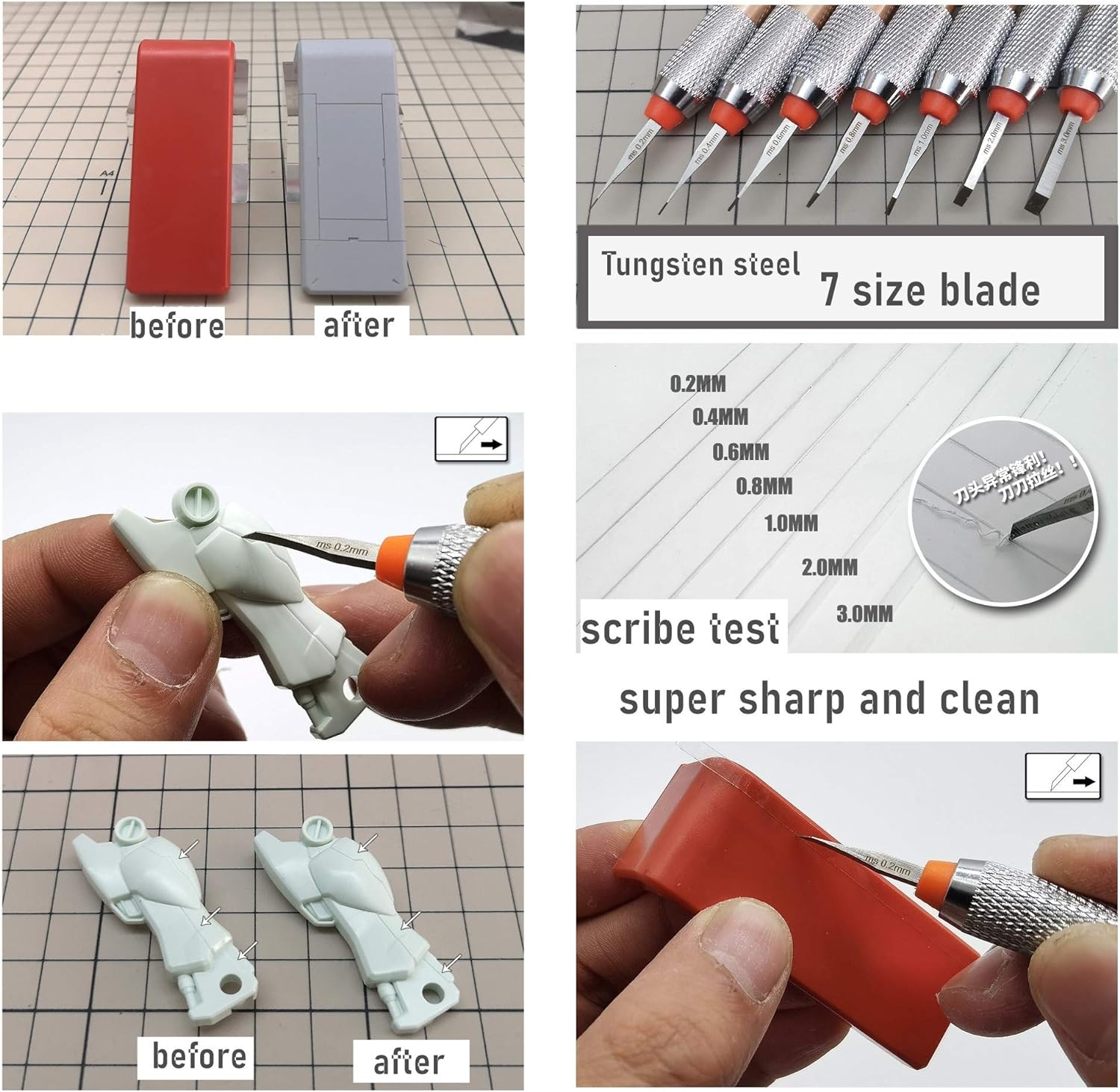 5 Size Scale Model Panel Line Carved Scribe Cutting Tool Chisel